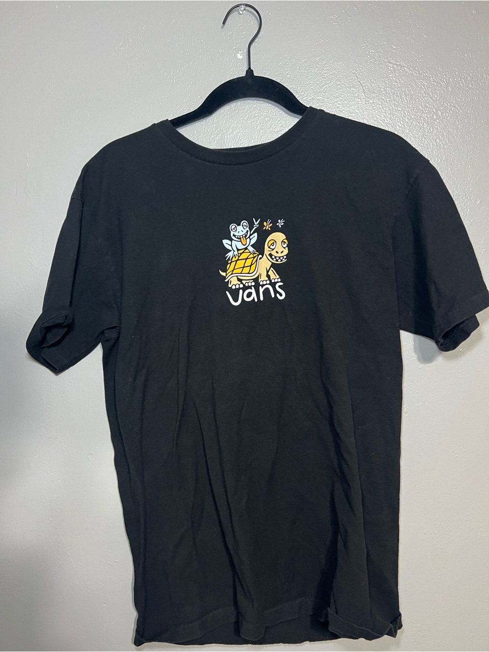 Vans Classic Fit TShirt Mens Medium Black Trippin Turtle Logo Graphic Skate